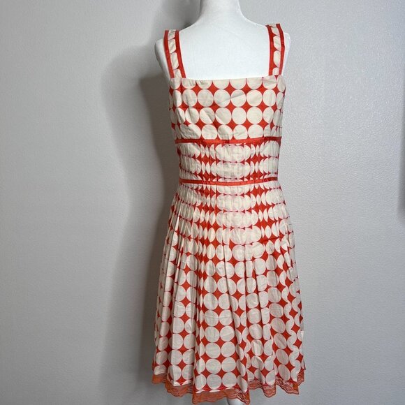 San's Souci Retro Orange Dress W/ Side Zipper / Big Circle Pattern - Large - NWT - Picture 3 of 13
